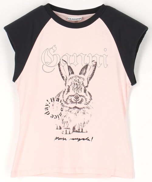 tシャツ GANNI/ガニー Basic Jersey Bunny Raglan T / T4159 / フレンチスリーブ フロントプリントTシャツ GANNI/ガニー Basic Jersey Bunny Raglan T / T4159 / フレンチ
