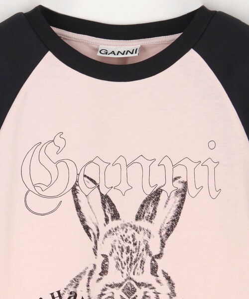 GANNI（ガニー）の「GANNI/ガニー Basic Jersey Bunny Raglan T / T4159 / フレンチスリーブ フロントプリントTシャツ（Tシャツ/カットソー・レディース・ピンク・MEDIUM/SMALL）」の3枚目の写真