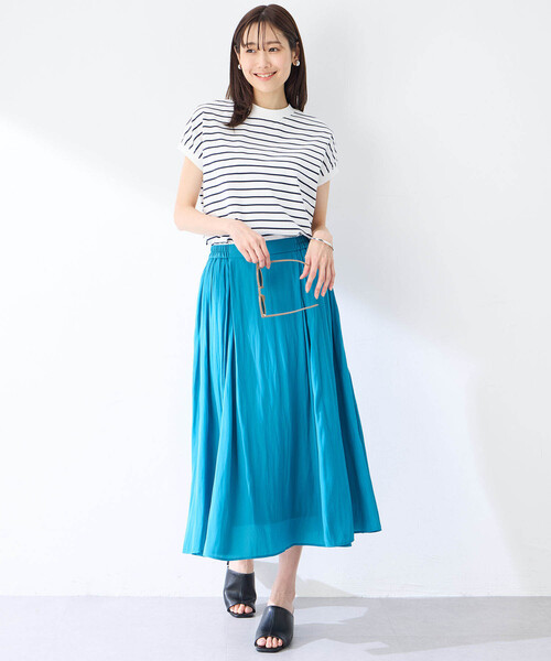 Petit Honfleur(プチオンフルール)の「2025年春夏【接触冷感・UVカット】オーガニックコットンボーダーTシャツ(Tシャツ/カットソー・レディース・イエロー/ネイビー/ホワイト・M/L)」の14枚目の写真