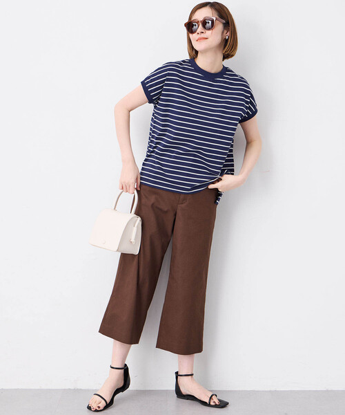 Petit Honfleur(プチオンフルール)の「2025年春夏【接触冷感・UVカット】オーガニックコットンボーダーTシャツ(Tシャツ/カットソー・レディース・イエロー/ネイビー/ホワイト・M/L)」の13枚目の写真