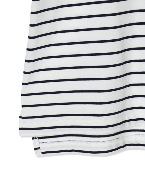 Petit Honfleur(プチオンフルール)の「2025年春夏【接触冷感・UVカット】オーガニックコットンボーダーTシャツ(Tシャツ/カットソー・レディース・イエロー/ネイビー/ホワイト・M/L)」の7枚目の写真