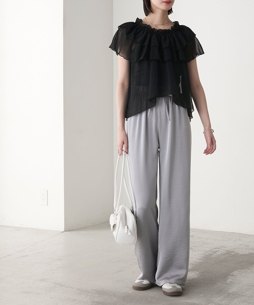 forksy.】3way ギャザー フリル シアーブラウス forksy.│MONO