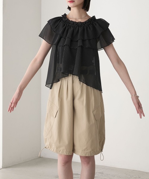 forksy.(フォルクシー)の「【forksy.】3way ギャザー フリル シアーブラウス(シャツ/ブラウス・レディース・ホワイト系その他/ブラック/ブラック系その他・FREE)」の16枚目の写真