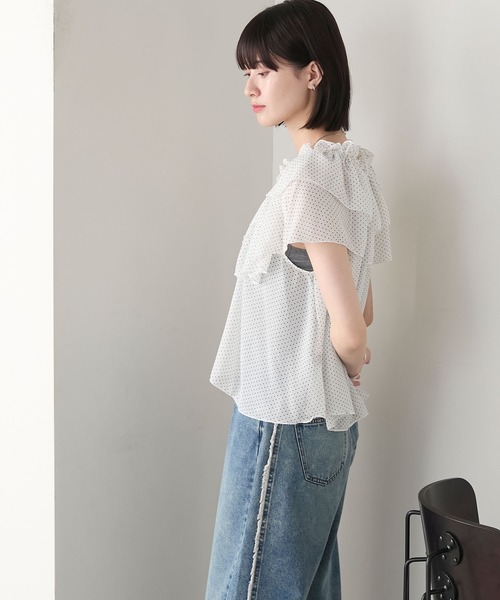 forksy.(フォルクシー)の「【forksy.】3way ギャザー フリル シアーブラウス(シャツ/ブラウス・レディース・ホワイト系その他/ブラック/ブラック系その他・FREE)」の7枚目の写真