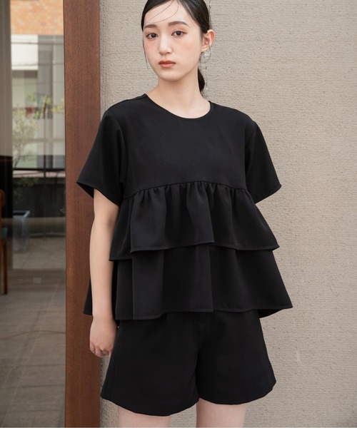 I_am(アイアム)の「high waist short tuck pants / ハイウエストショートタックパンツ(その他パンツ・レディース・アイボリー/ブラック・XS-S/M-L)」の9枚目の写真