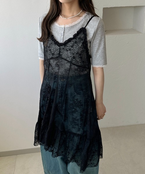 apres jour clair（アプレジュールクレア）の「【apres jour clair】レースフリルキャミチュニック【4周年記念アイテム】（チュニック・レディース・オフホワイト/ブラック・X-LARGE/フリー）」の12枚目の写真