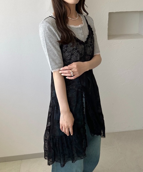 apres jour clair（アプレジュールクレア）の「【apres jour clair】レースフリルキャミチュニック【4周年記念アイテム】（チュニック・レディース・オフホワイト/ブラック・X-LARGE/フリー）」の13枚目の写真