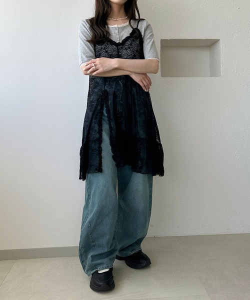 apres jour clair（アプレジュールクレア）の「【apres jour clair】レースフリルキャミチュニック【4周年記念アイテム】（チュニック・レディース・オフホワイト/ブラック・X-LARGE/フリー）」の18枚目の写真