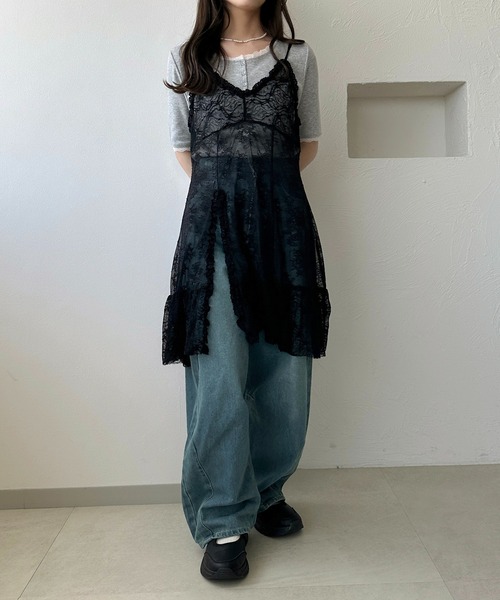 apres jour clair（アプレジュールクレア）の「【apres jour clair】レースフリルキャミチュニック【4周年記念アイテム】（チュニック・レディース・オフホワイト/ブラック・X-LARGE/フリー）」の19枚目の写真