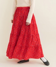 Dot＆Stripes CHILD WOMAN | ☆クロスフラワープリント ティアードスカート(スカート)