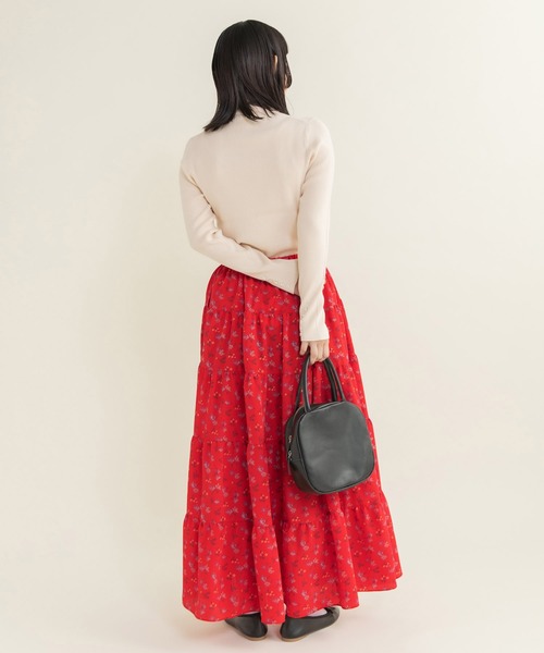 Dot＆Stripes CHILD WOMAN（ドットアンドストライプス　チャイルドウーマン）の「☆クロスフラワープリント ティアードスカート（スカート・レディース・ブラック/レッド・FREE）」の13枚目の写真