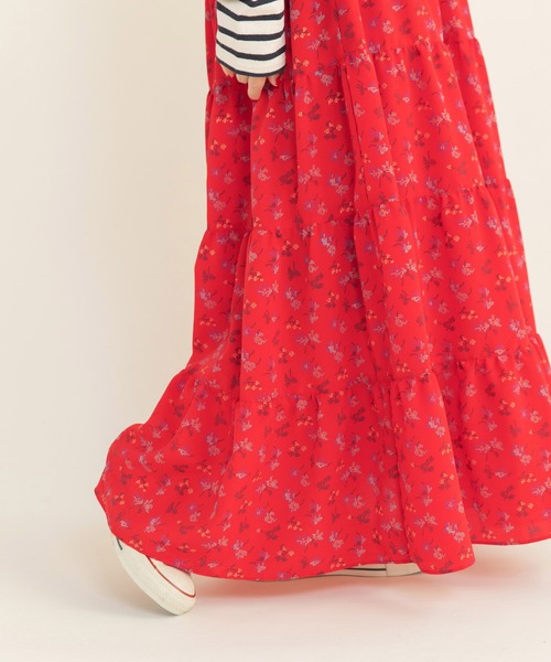 Dot＆Stripes CHILD WOMAN（ドットアンドストライプス　チャイルドウーマン）の「☆クロスフラワープリント ティアードスカート（スカート・レディース・ブラック/レッド・FREE）」の15枚目の写真