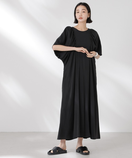 NANO universe（ナノユニバース）の「前後2wayボリュームギャザーワンピース（ワンピース・レディース・スミクロ/ベージュ/オレンジ・FREE）」の22枚目の写真