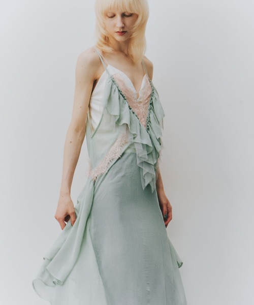 バイカラーレースフリルキャミワンピース（ワンピース）｜LA BELLE