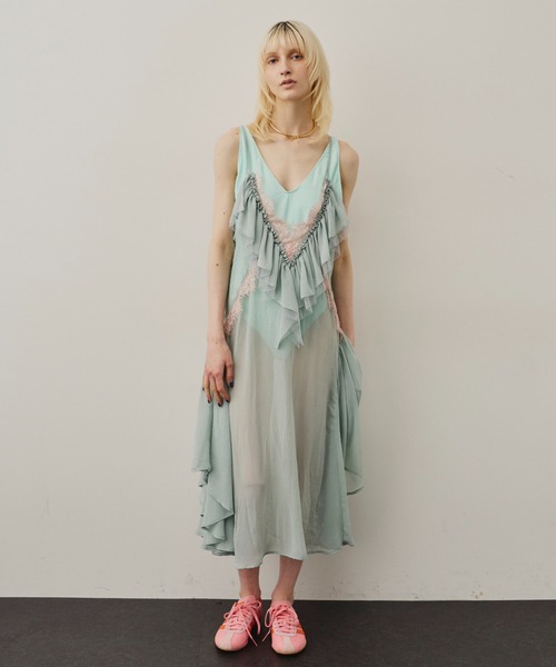 ラベルエチュード　フリルドレス/ワンピース　クリニング済み Chi Chi Girls ラッフルフリルチュールドレス 3-7歳 CG78226WH