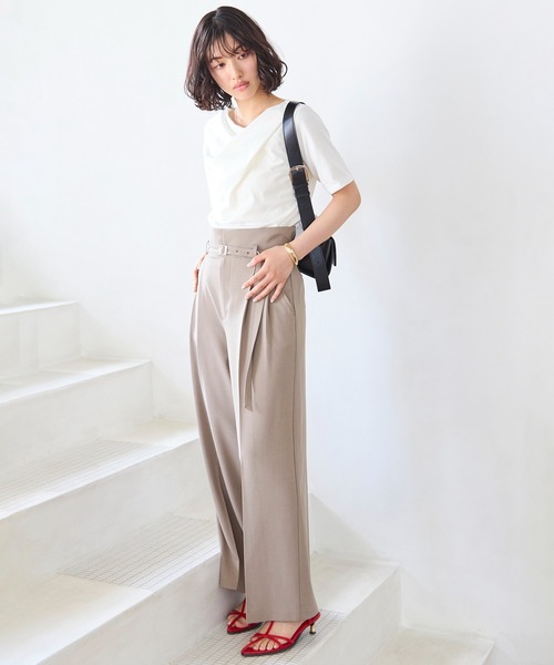 VIS(ビス)の「半袖ドレープカットソー/WEB限定カラー(Tシャツ/カットソー・レディース・オフホワイト/ブラック/ピンク/ブラック系その他/ライトグレー/キナリ/グリーン系その他2・FREE)」の10枚目の写真