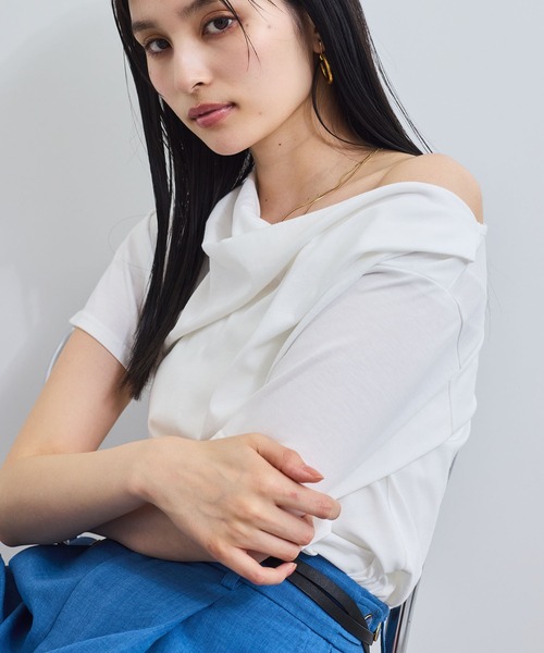 VIS(ビス)の「半袖ドレープカットソー/WEB限定カラー(Tシャツ/カットソー・レディース・オフホワイト/ブラック/ピンク/ブラック系その他/ライトグレー/キナリ/グリーン系その他2・FREE)」の8枚目の写真