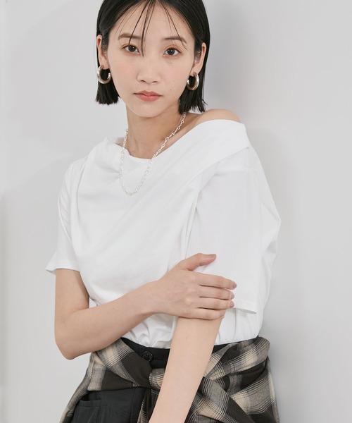 VIS(ビス)の「半袖ドレープカットソー/WEB限定カラー(Tシャツ/カットソー・レディース・オフホワイト/ブラック/ピンク/ブラック系その他/ライトグレー/キナリ/グリーン系その他2・FREE)」の11枚目の写真