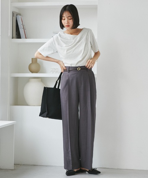 VIS(ビス)の「半袖ドレープカットソー/WEB限定カラー(Tシャツ/カットソー・レディース・オフホワイト/ブラック/ピンク/ブラック系その他/ライトグレー/キナリ/グリーン系その他2・FREE)」の22枚目の写真