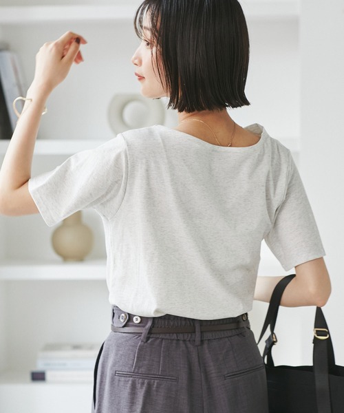 VIS(ビス)の「半袖ドレープカットソー/WEB限定カラー(Tシャツ/カットソー・レディース・オフホワイト/ブラック/ピンク/ブラック系その他/ライトグレー/キナリ/グリーン系その他2・FREE)」の21枚目の写真