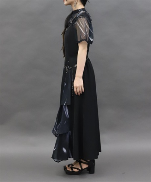 axes femme POETIQUE(アクシーズファムポエティック)の「フリル切り替えジャンスカ(ジャンパースカート・レディース・ワイン/ブラック/ブルー・MEDIUM)」の5枚目の写真