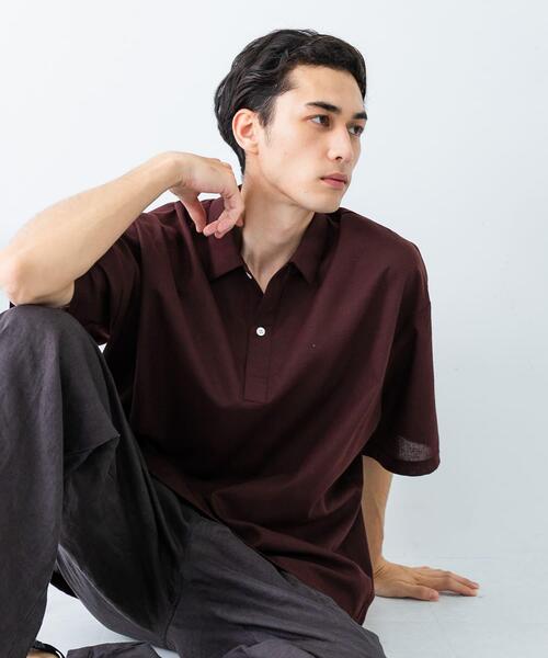 URBAN RESEARCH（アーバンリサーチ）の「『UR TECH DRYLUXE』高機能リネンポロシャツ（ポロシャツ・メンズ・バーガンディー/ベージュ/スミクロ・MEDIUM/LARGE）」の18枚目の写真