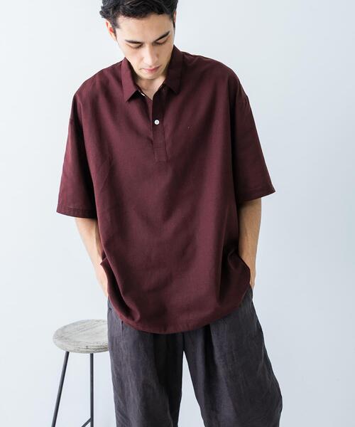 URBAN RESEARCH（アーバンリサーチ）の「『UR TECH DRYLUXE』高機能リネンポロシャツ（ポロシャツ・メンズ・バーガンディー/ベージュ/スミクロ・MEDIUM/LARGE）」の17枚目の写真