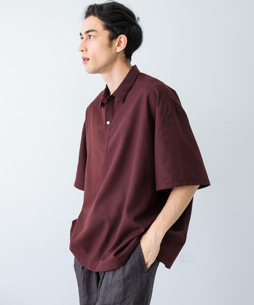 URBAN RESEARCH（アーバンリサーチ）の「『UR TECH DRYLUXE』高機能リネンポロシャツ（ポロシャツ・メンズ・バーガンディー/ベージュ/スミクロ・MEDIUM/LARGE）」の15枚目の写真