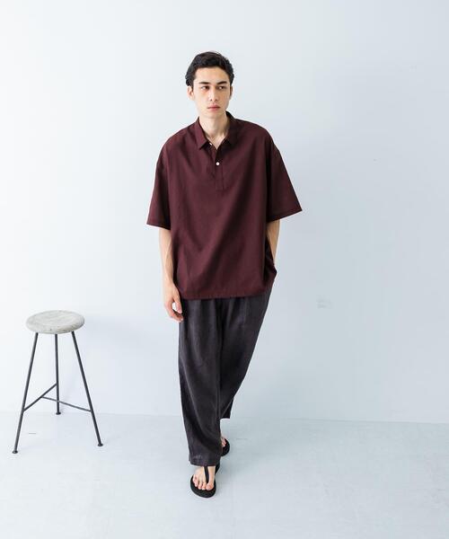 URBAN RESEARCH（アーバンリサーチ）の「『UR TECH DRYLUXE』高機能リネンポロシャツ（ポロシャツ・メンズ・バーガンディー/ベージュ/スミクロ・MEDIUM/LARGE）」の14枚目の写真