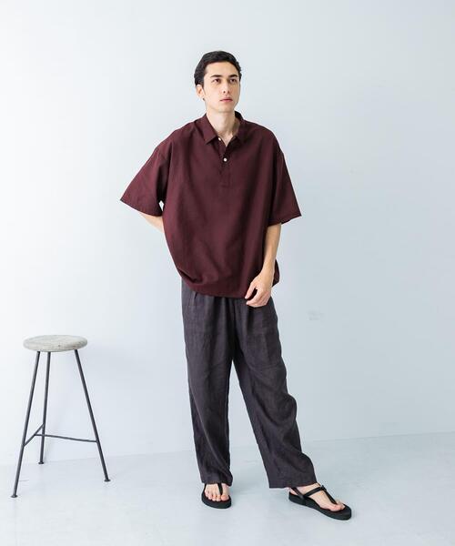 URBAN RESEARCH（アーバンリサーチ）の「『UR TECH DRYLUXE』高機能リネンポロシャツ（ポロシャツ・メンズ・バーガンディー/ベージュ/スミクロ・MEDIUM/LARGE）」の12枚目の写真