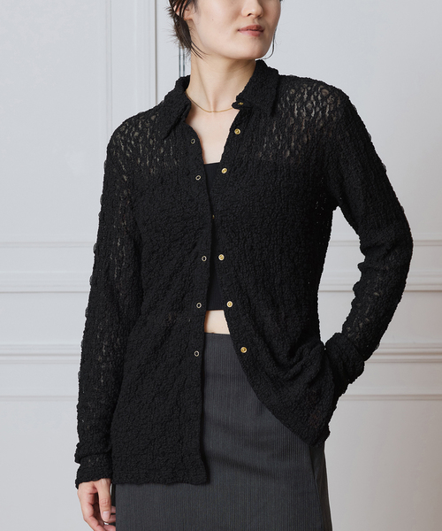 IENA LA BOUCLE（イエナラブークル）の「IENA LA BOUCLE ストレッチレースシャツ（シャツ/ブラウス・レディース・ホワイト/ブラック・FREE）」の5枚目の写真