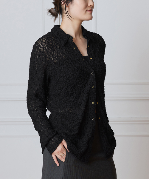 IENA LA BOUCLE（イエナラブークル）の「IENA LA BOUCLE ストレッチレースシャツ（シャツ/ブラウス・レディース・ホワイト/ブラック・FREE）」の6枚目の写真