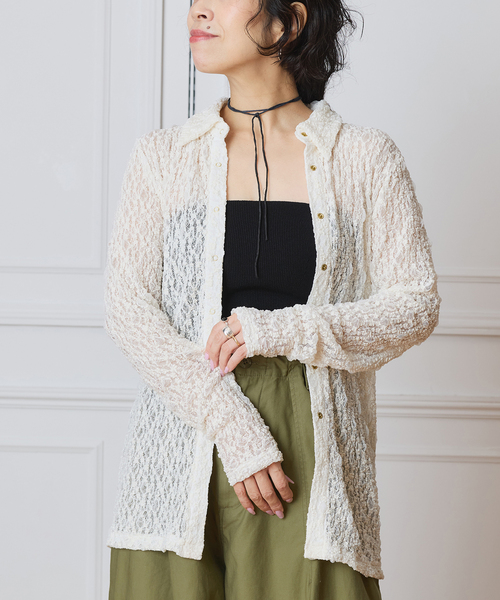IENA LA BOUCLE（イエナラブークル）の「IENA LA BOUCLE ストレッチレースシャツ（シャツ/ブラウス・レディース・ホワイト/ブラック・FREE）」の11枚目の写真