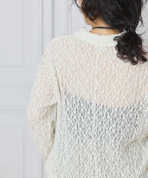 IENA LA BOUCLE（イエナラブークル）の「IENA LA BOUCLE ストレッチレースシャツ（シャツ/ブラウス・レディース・ホワイト/ブラック・FREE）」の14枚目の写真