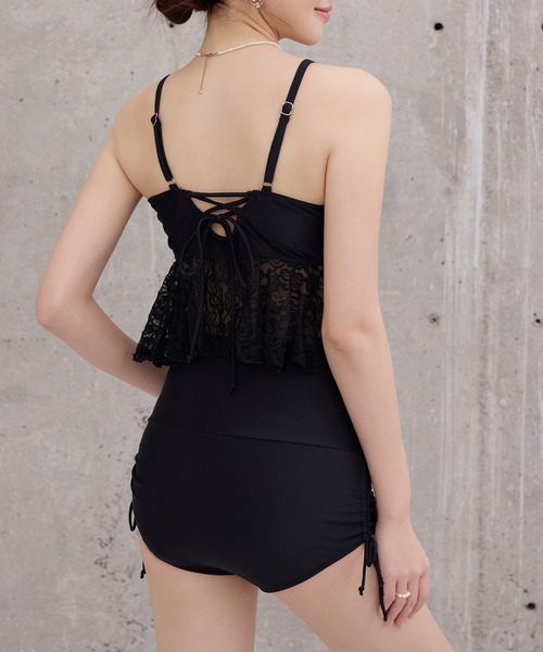 TeddyShop(テディショップ)の「レディース水着 ビスチェ風レースペプラムシルエットハイウエストリボンビキニ 上下2点セット(水着・レディース・ピンク/ブルー/ブラック/ホワイト・L/M/S)」の22枚目の写真