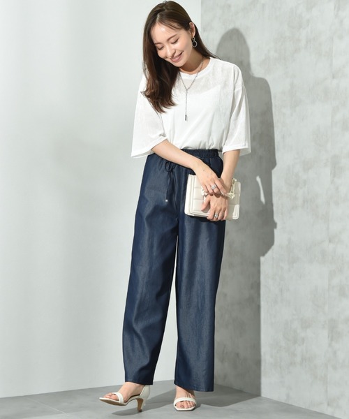 INTERPLANET（インタープラネット）の「シアーベロア５分袖プルオーバー（Tシャツ/カットソー・レディース・ブラック/オフホワイト/ブラウン・FREE）」の6枚目の写真