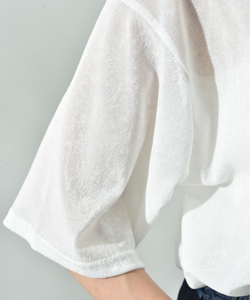 INTERPLANET（インタープラネット）の「シアーベロア５分袖プルオーバー（Tシャツ/カットソー・レディース・ブラック/オフホワイト/ブラウン・FREE）」の13枚目の写真