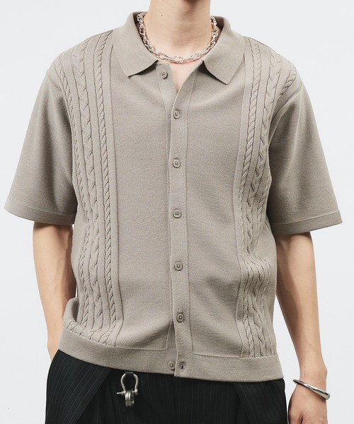 CABLE LINE KNIT SHIRT/ケーブルラインニットシャツ（シャツ/ブラウス
