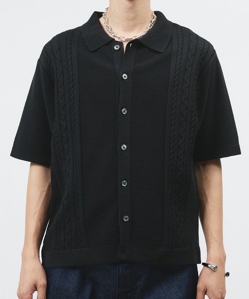 CABLE LINE KNIT SHIRT/ケーブルラインニットシャツ（シャツ/ブラウス