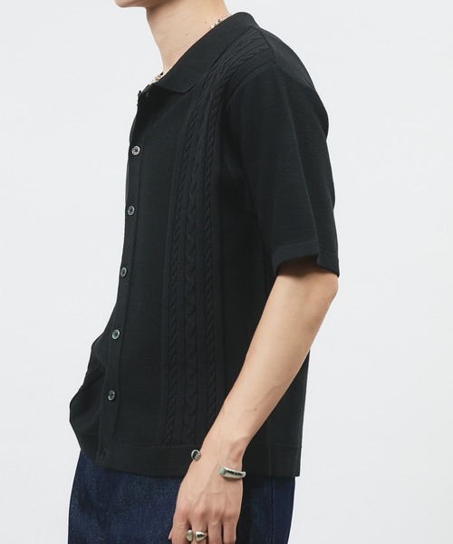 SELLE GLANT(セレグランテ)の「CABLE LINE KNIT SHIRT/ケーブルラインニットシャツ(シャツ/ブラウス・メンズ・グレイッシュベージュ/ブラック・SMALL/MEDIUM/LARGE)」の7枚目の写真