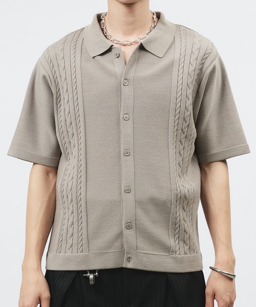 CABLE LINE KNIT SHIRT/ケーブルラインニットシャツ（シャツ/ブラウス