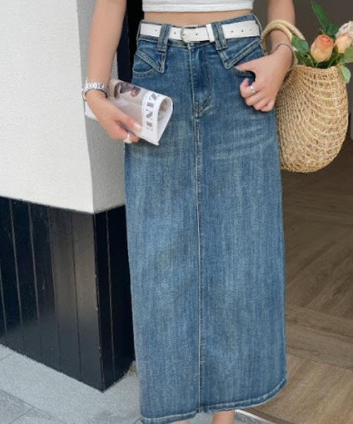 ROOPTOKYO(ループトウキョウ)の「Back slit denim skirt / バックスリット デニムスカート 夏物 夏服(デニムスカート・レディース・ネイビー/ライトブルー・S/M)」の2枚目の写真