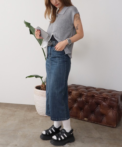 ROOPTOKYO(ループトウキョウ)の「Back slit denim skirt / バックスリット デニムスカート 夏物 夏服(デニムスカート・レディース・ネイビー/ライトブルー・S/M)」の13枚目の写真