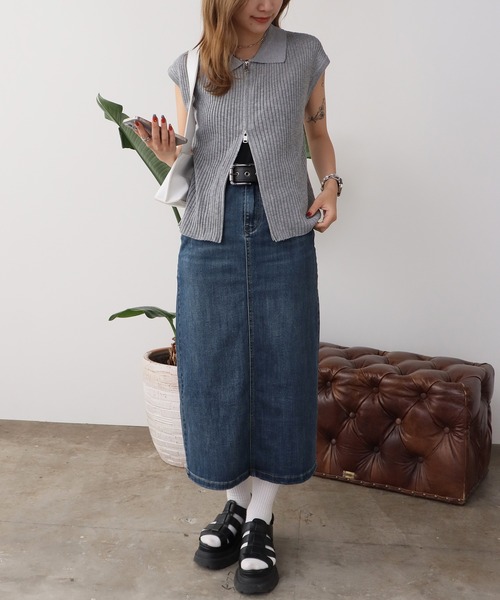 ROOPTOKYO(ループトウキョウ)の「Back slit denim skirt / バックスリット デニムスカート 夏物 夏服(デニムスカート・レディース・ネイビー/ライトブルー・S/M)」の14枚目の写真