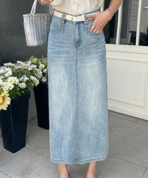 ROOPTOKYO(ループトウキョウ)の「Back slit denim skirt / バックスリット デニムスカート 夏物 夏服(デニムスカート・レディース・ネイビー/ライトブルー・S/M)」の3枚目の写真