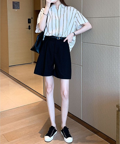 BLANC FICELLE(ブランフィセル)の「スッキリ ストライプ レギュラーカラー 半袖シャツ(シャツ/ブラウス・レディース・ホワイト/ブルー・S/M/L/XL)」の8枚目の写真