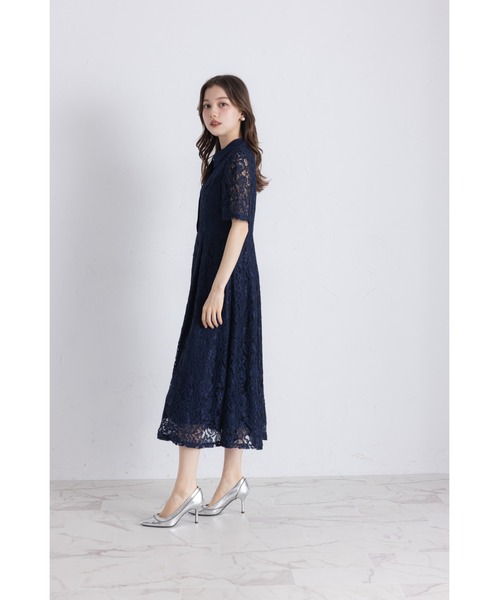 tocco closet(トッコ クローゼット)の「パール釦パネルライン襟付きレースワンピース(ワンピース・レディース・オフホワイト/ネイビー/ラベンダー・M)」の12枚目の写真