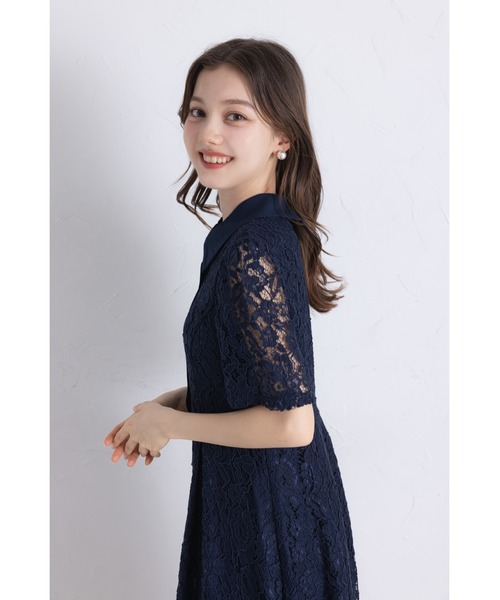 tocco closet(トッコ クローゼット)の「パール釦パネルライン襟付きレースワンピース(ワンピース・レディース・オフホワイト/ネイビー/ラベンダー・M)」の16枚目の写真
