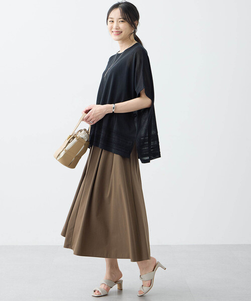 A/C DESIGN BY ALPHA CUBIC（エーシーデザインバイアルファキュービック）の「【接触冷感・洗濯可能】裾透かし編みサマーニットプルオーバー（ニット/セーター・レディース・オフホワイト/ブルー/ブラック・M/L）」の12枚目の写真