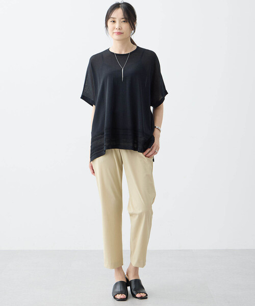 A/C DESIGN BY ALPHA CUBIC（エーシーデザインバイアルファキュービック）の「【接触冷感・洗濯可能】裾透かし編みサマーニットプルオーバー（ニット/セーター・レディース・オフホワイト/ブルー/ブラック・M/L）」の13枚目の写真